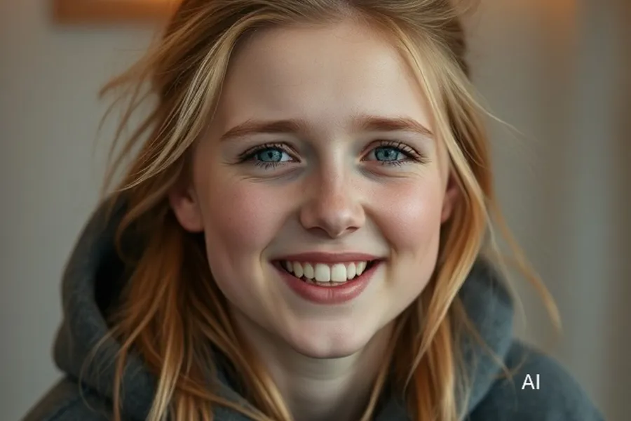 En kvinne med langt hår