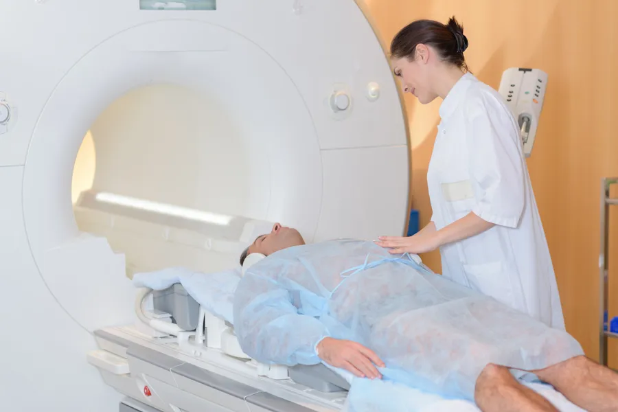 Patient doing a MRI-examination