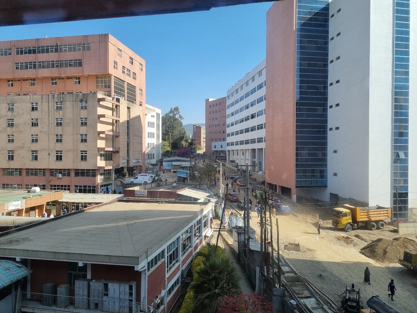 A city with tall buildings