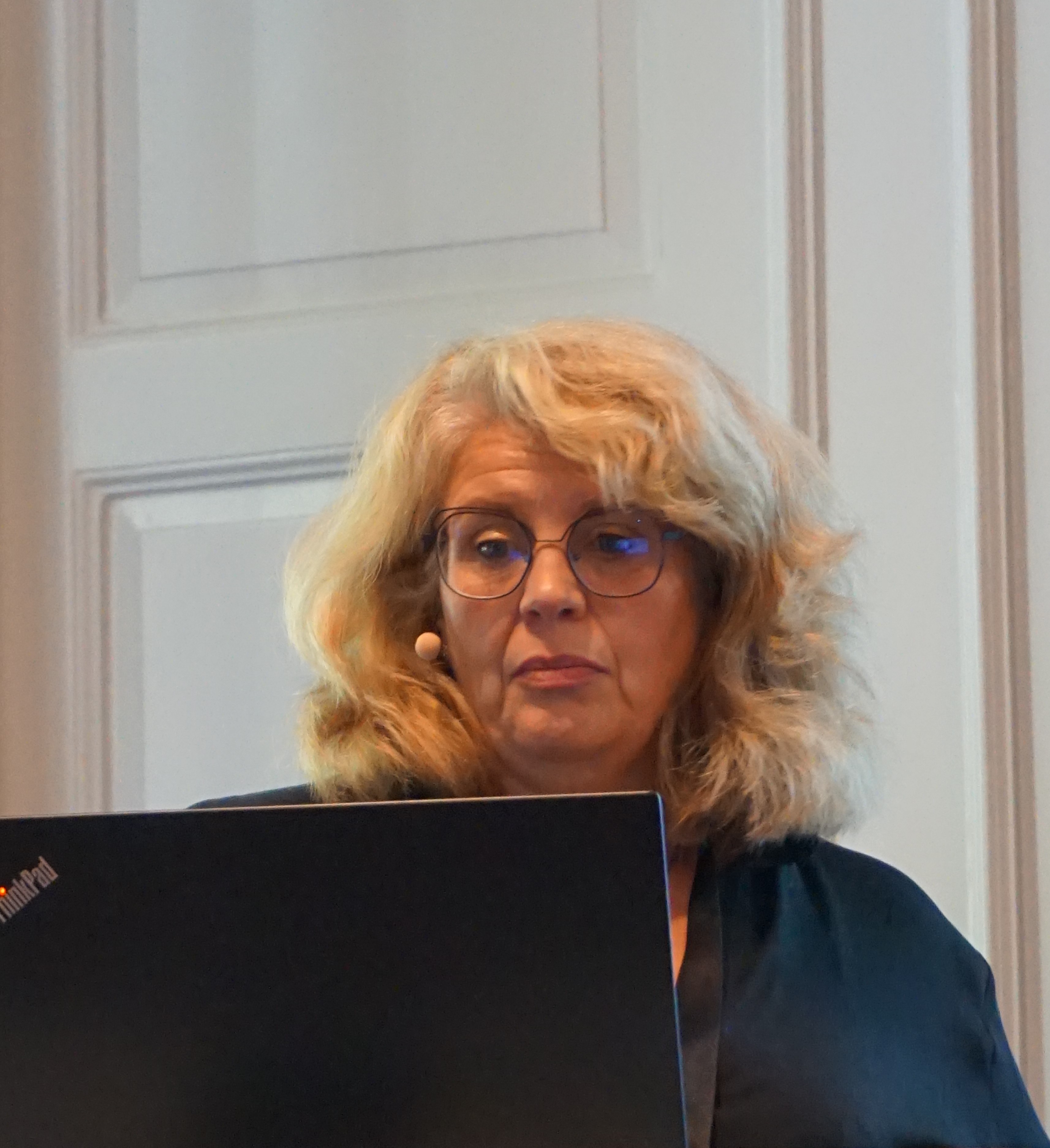 A woman with blonde hair