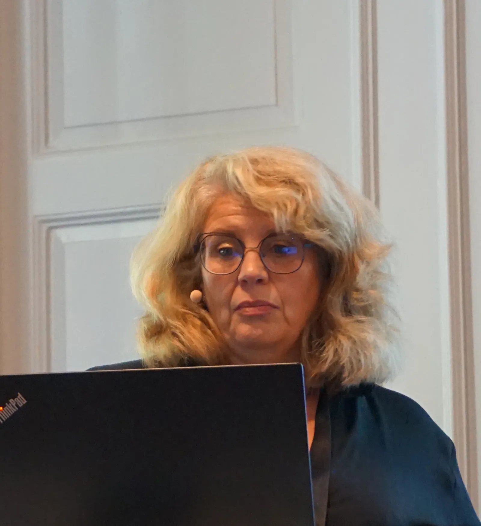 A woman with blonde hair