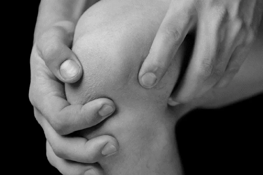 A close-up of a knee