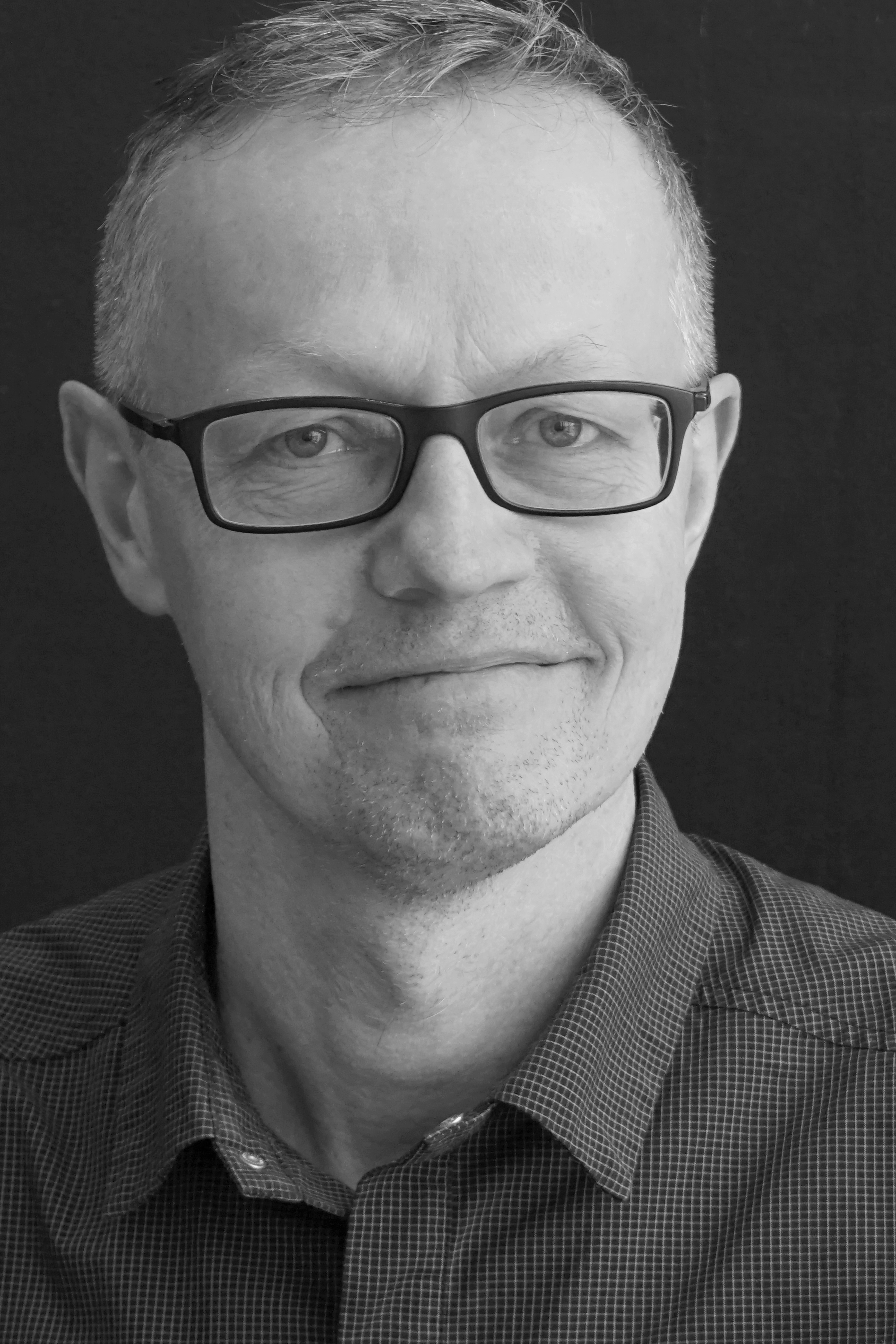 Frank Olsen in black and white picture